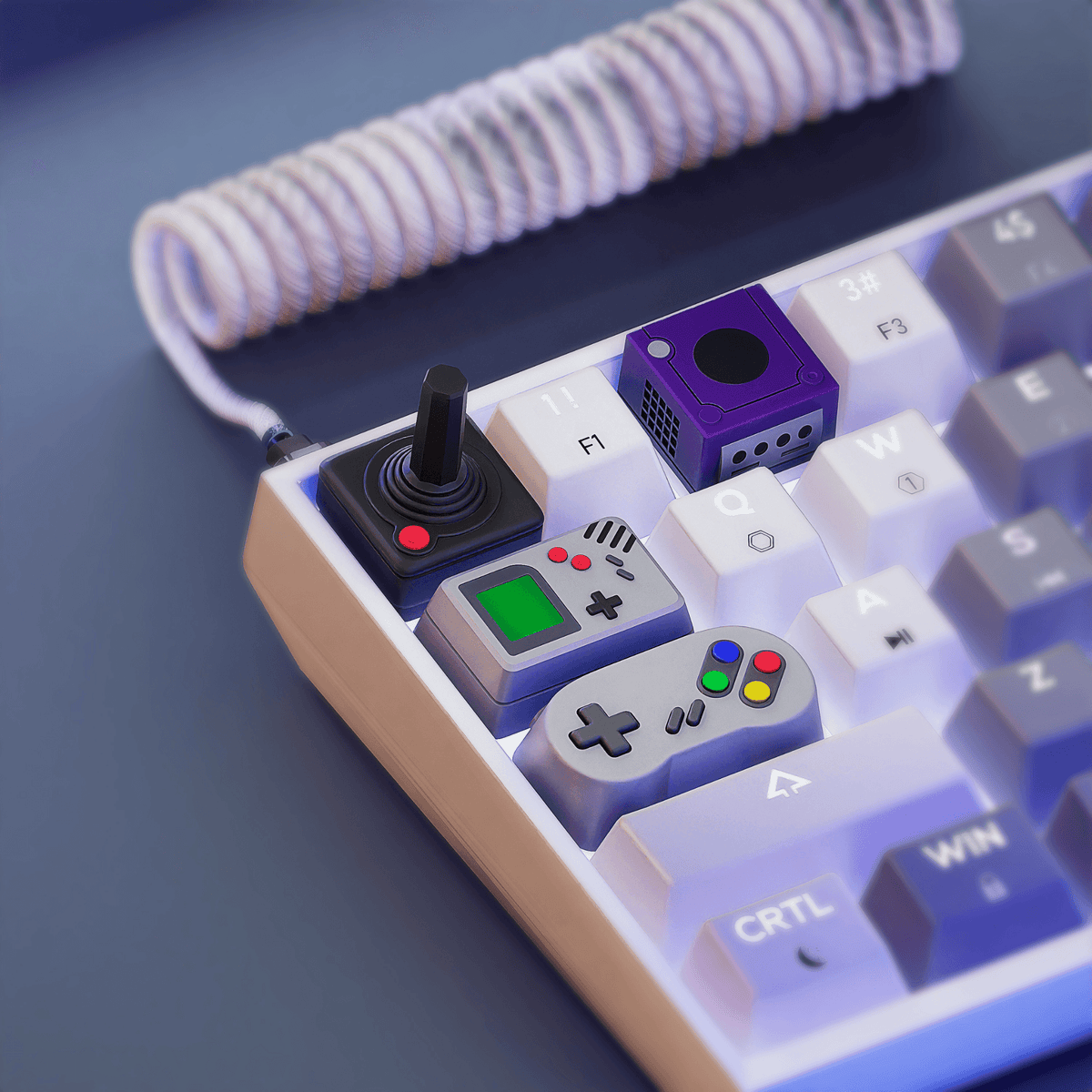 Touches de clavier sur le thème des consoles de jeux vidéo